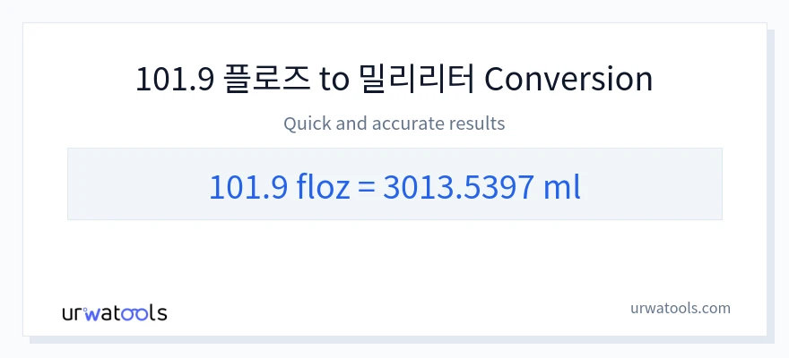 101.9 액량 온스에서 밀리리터으로의 변환
