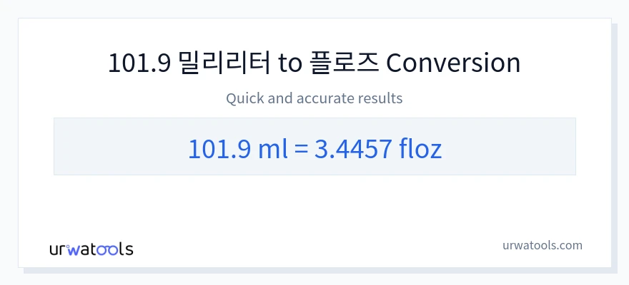 101.9 밀리리터에서 액량 온스으로의 변환