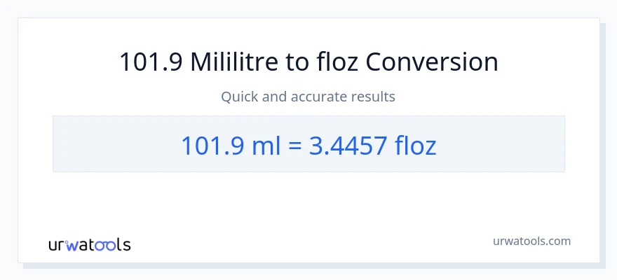 101.9 mililitre'den sıvı ons'e dönüşüm