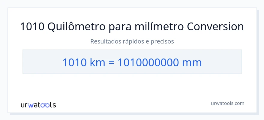 Conversão de 1010 quilômetros para milímetros