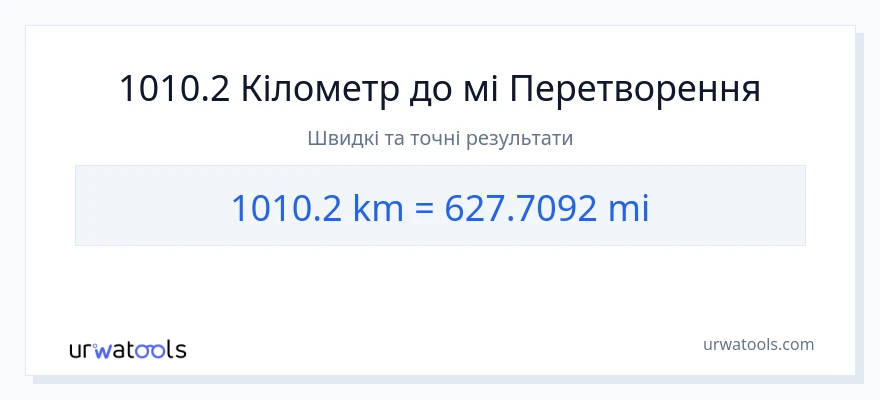 Конверсія з кілометри у милі: 1010.2