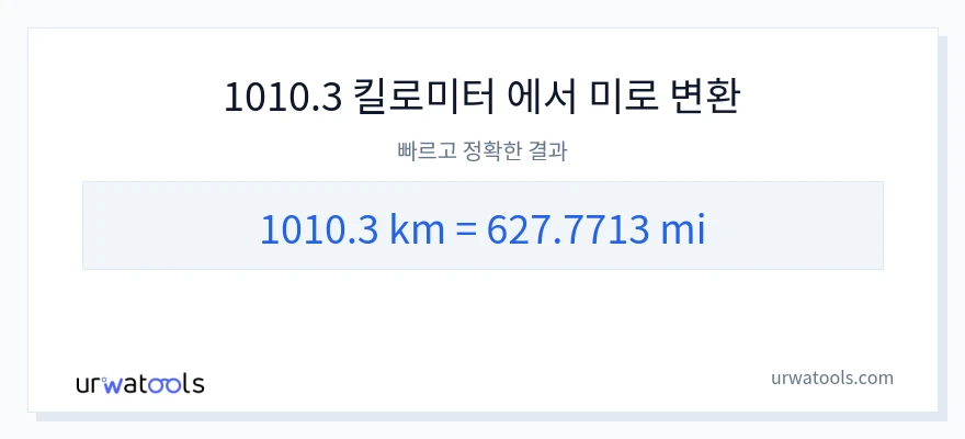 1010.3 킬로미터에서 마일으로의 변환