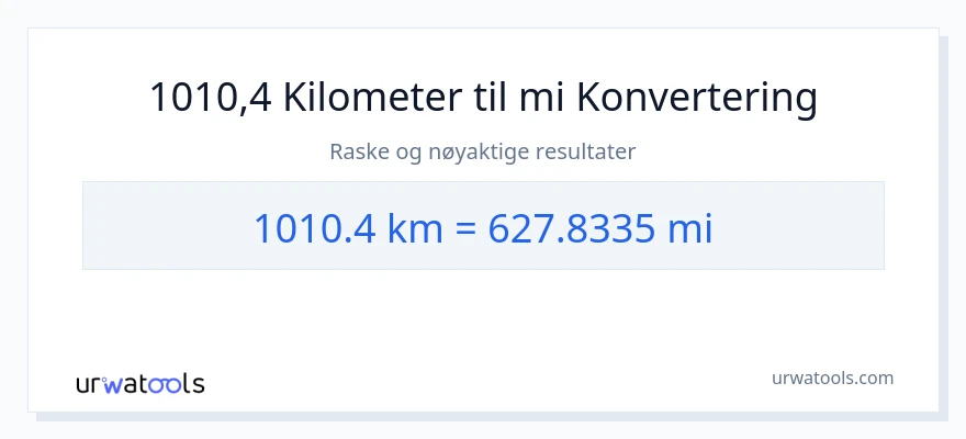 1010.4 kilometer til miles konvertering