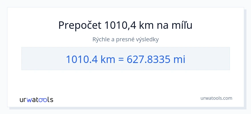 Konverzia z kilometre na míle: 1010.4