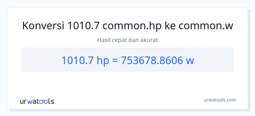 Konversi 1010.7 daya kuda ke watt