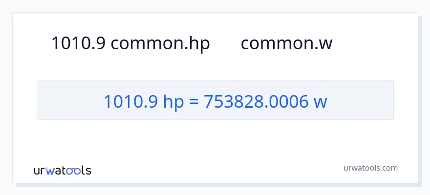 1010.9 馬力 から ワット への変換