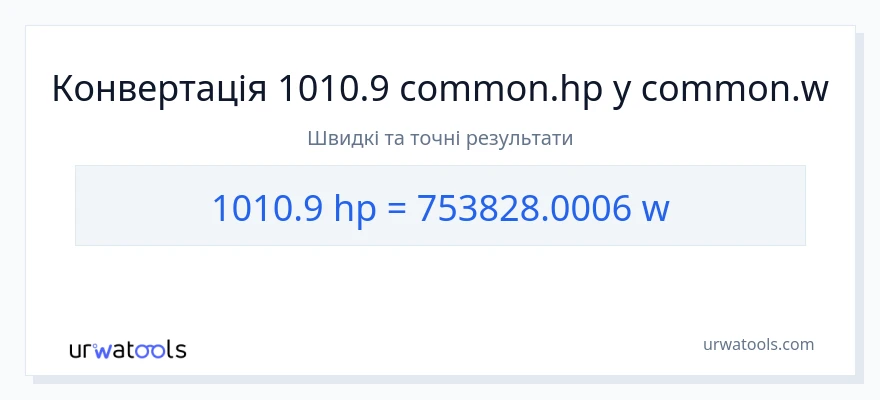 Конверсія з кінська сила у вати: 1010.9