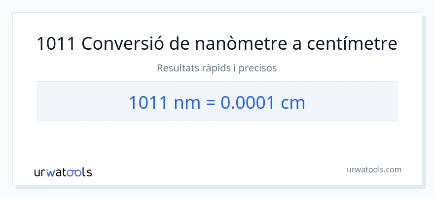 Conversió de 1011 nanòmetres a Centímetres