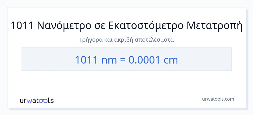 Μετατροπή 1011 νανόμετρα σε Εκατοστά
