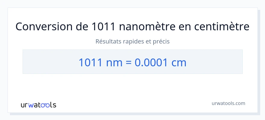 Conversion 1011 nanomètres vers Centimètres