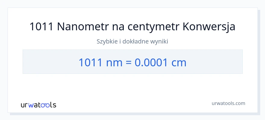 Konwersja 1011 nanometrów do Centymetry