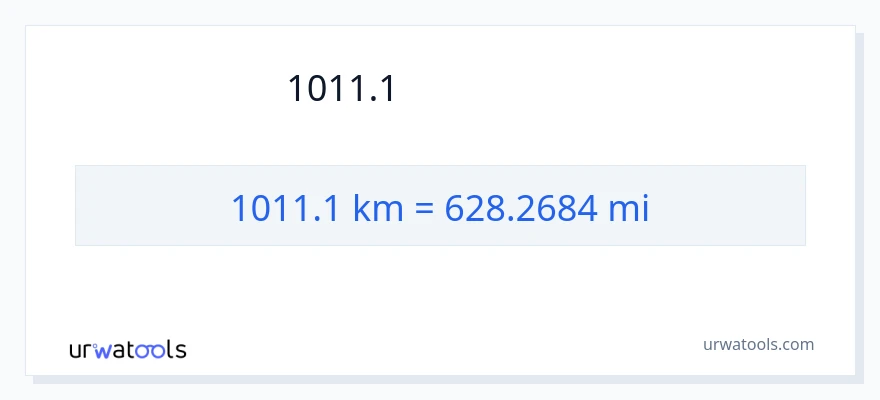 1011.1 കിലോമീറ്റർ ൽ നിന്ന് മൈലുകൾ ലേക്ക് പരിവർത്തനം