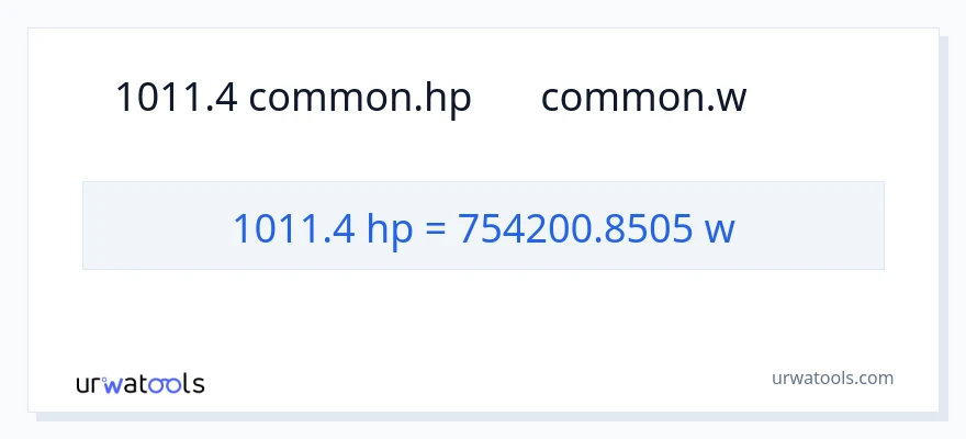 1011.4 馬力 から ワット への変換