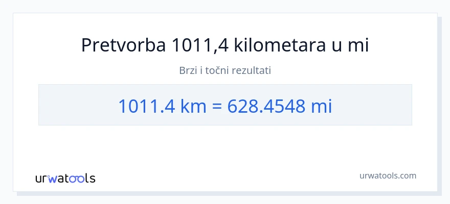 Konverzija od kilometara do milje: 1011.4