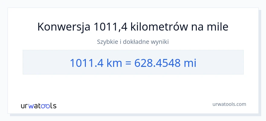 Konwersja 1011.4 kilometrów do mile