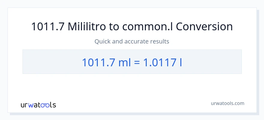 1011.7 mga mililitro patungong Liters na conversion
