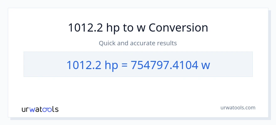 1012.2 lakas-kabayo patungong watts na conversion