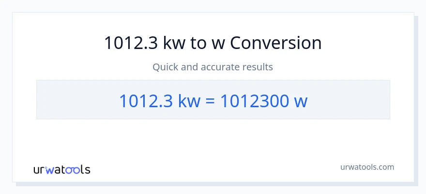 1012.3 kilowatts patungong watts na conversion