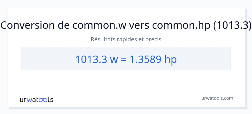 Conversion 1013.3 watts vers chevaux-vapeur