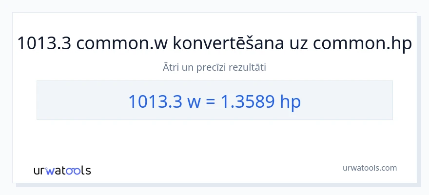 1013.3 vati uz zirgspēki konversiju