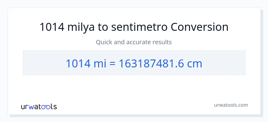 1014 milya patungong Mga Sentimetro na conversion
