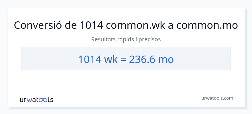 Conversió de 1014 setmanes a mesos