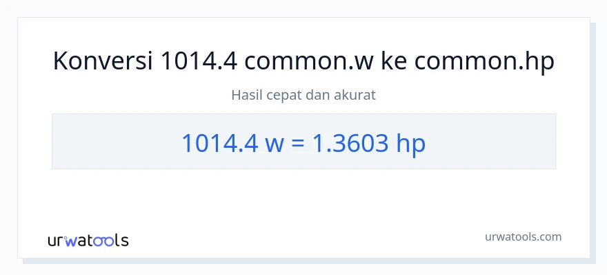 Konversi 1014.4 watt ke daya kuda