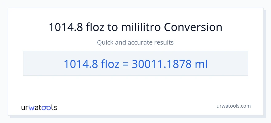 1014.8 mga onsa ng likido patungong mga mililitro na conversion