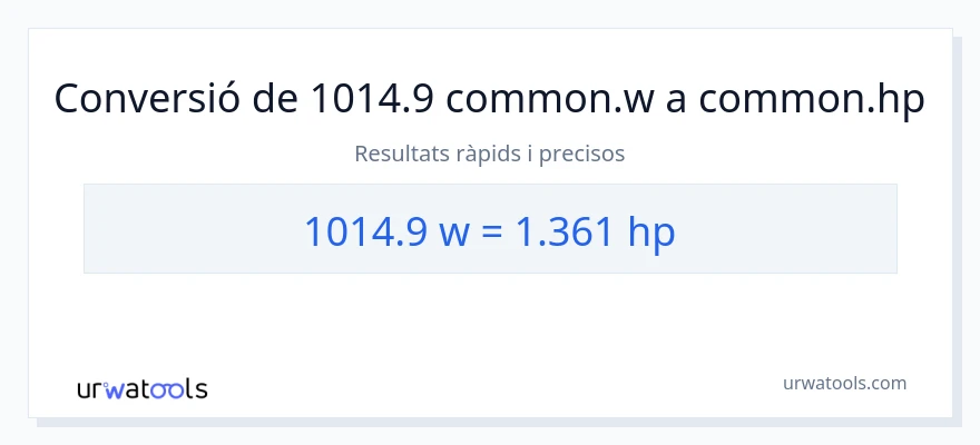 Conversió de 1014.9 watts a cavalls de força