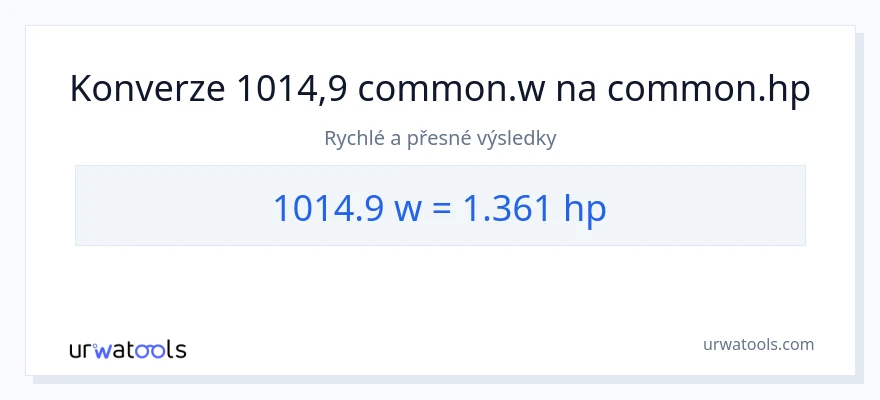 Konverze z watty na koňská síla: 1014.9