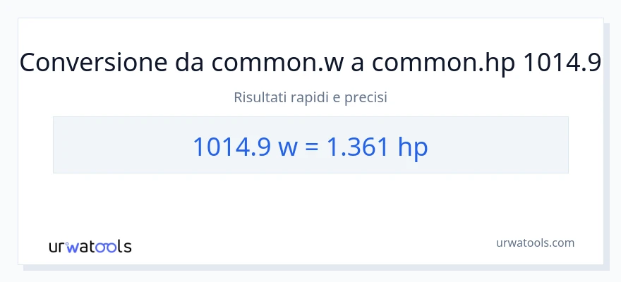 Conversione da 1014.9 watt a potenza