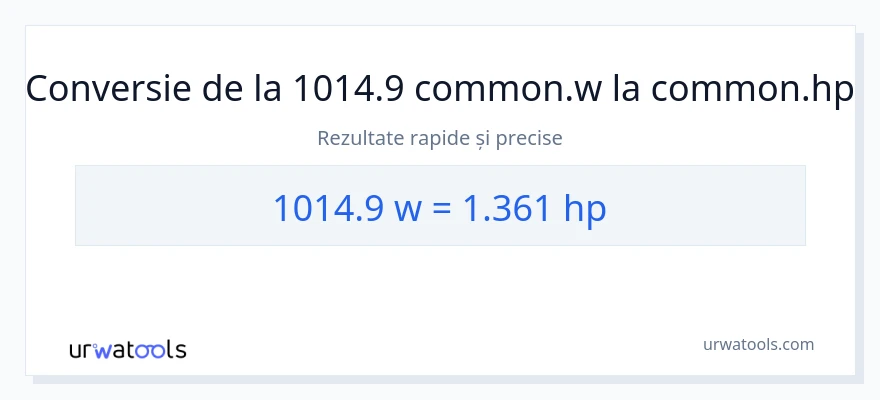 Conversie 1014.9 wați la cai putere