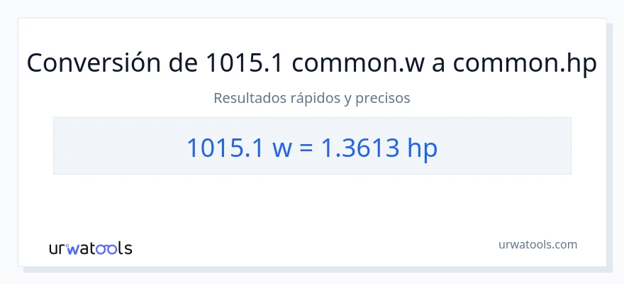 Conversión de 1015.1 vatios a caballo de fuerza