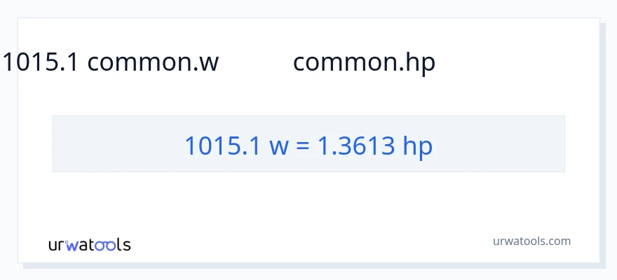 1015.1 ವ್ಯಾಟ್ಸ್ ರಿಂದ ಅಶ್ವಶಕ್ತಿ ಪರಿವರ್ತನೆ