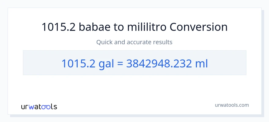 1015.2 Mga galon patungong mga mililitro na conversion