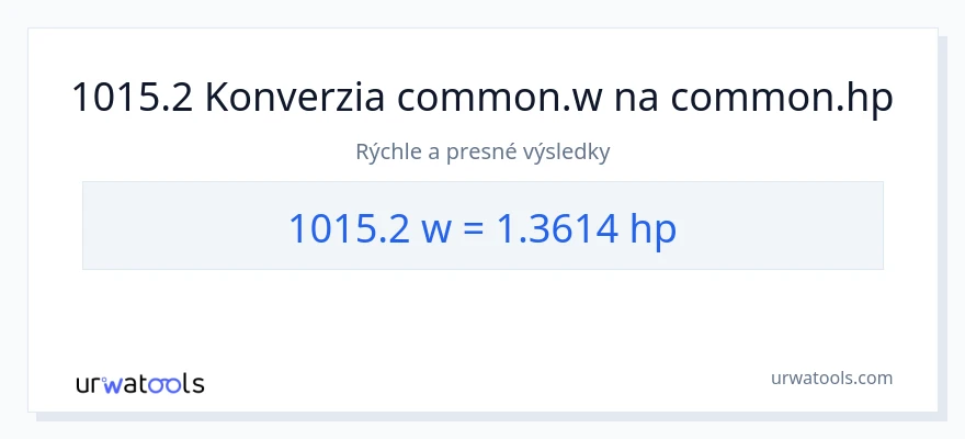 Konverzia z watty na konská sila: 1015.2