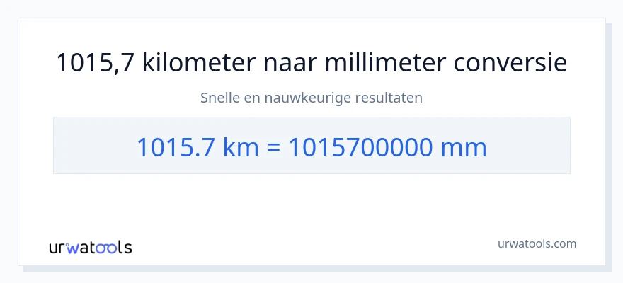 1015.7 kilometers naar millimeters conversie