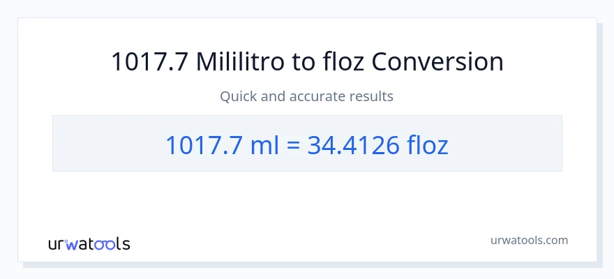 1017.7 mga mililitro patungong mga onsa ng likido na conversion