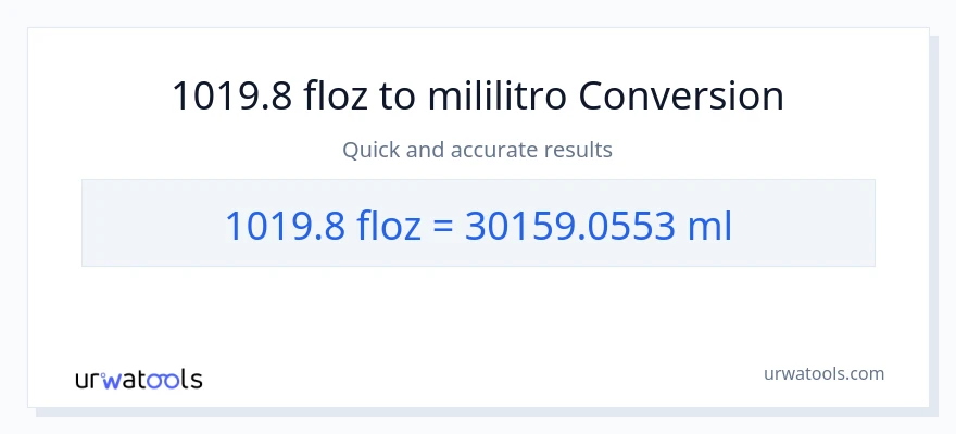 1019.8 mga onsa ng likido patungong mga mililitro na conversion