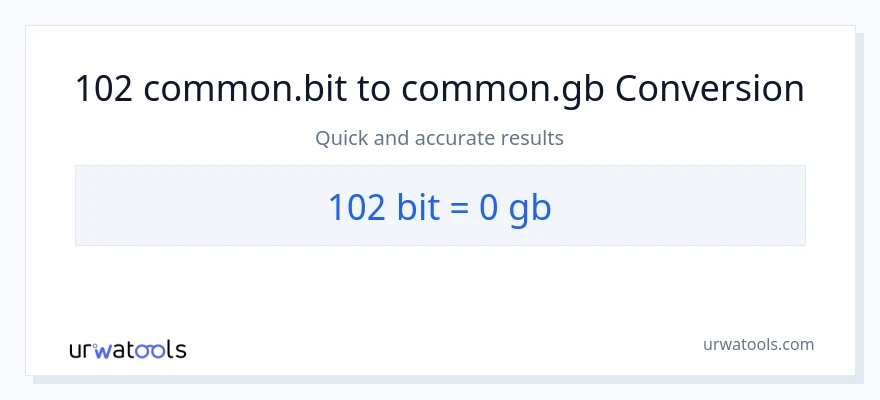 102 Bits இலிருந்து Gigabytes வரை மாற்றம்