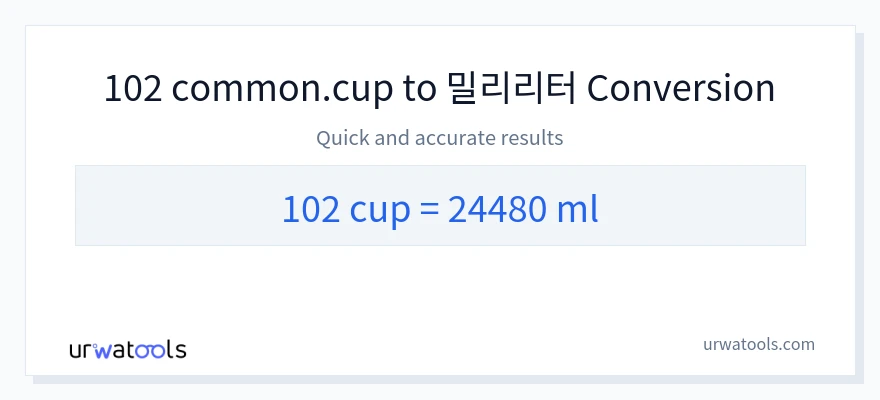 102 컵에서 밀리리터으로의 변환