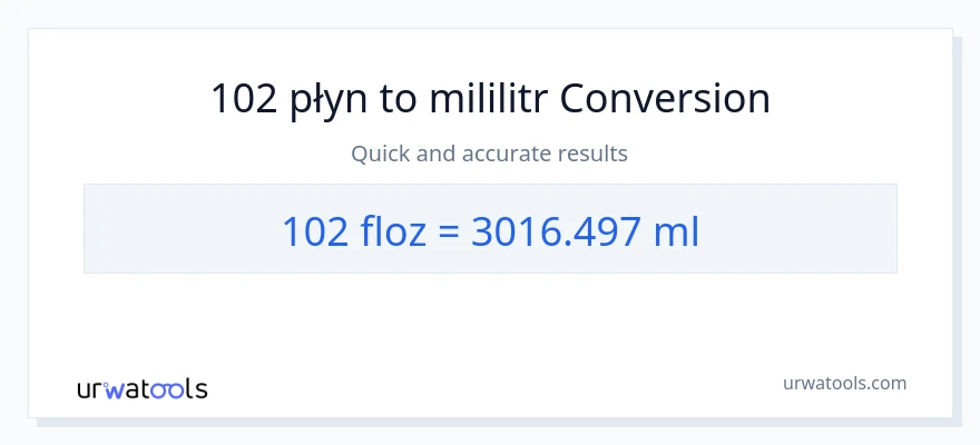 Konwersja 102 uncje płynu do mililitry