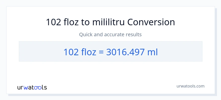 Conversie 102 uncii fluide la mililitri