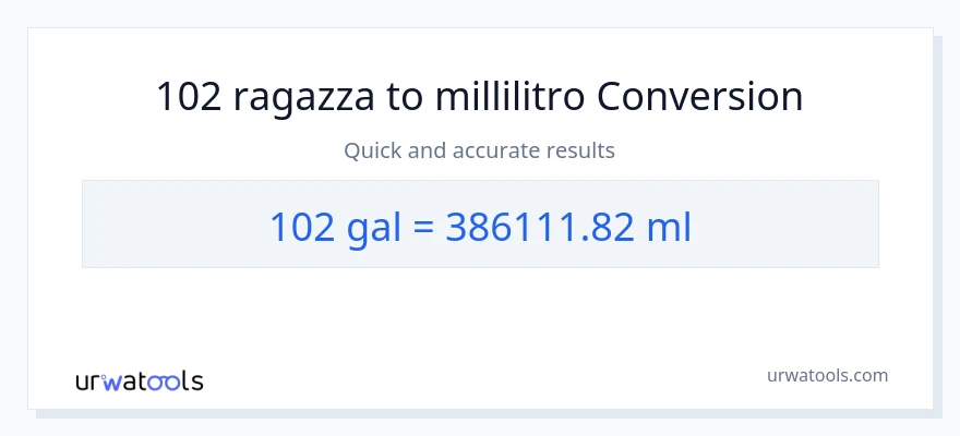 Conversione da 102 Galloni a millilitri
