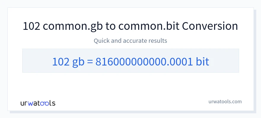 102 Gigabytes에서 Bits으로의 변환