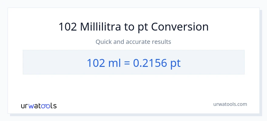 102 millilitraa - Pints muunnos