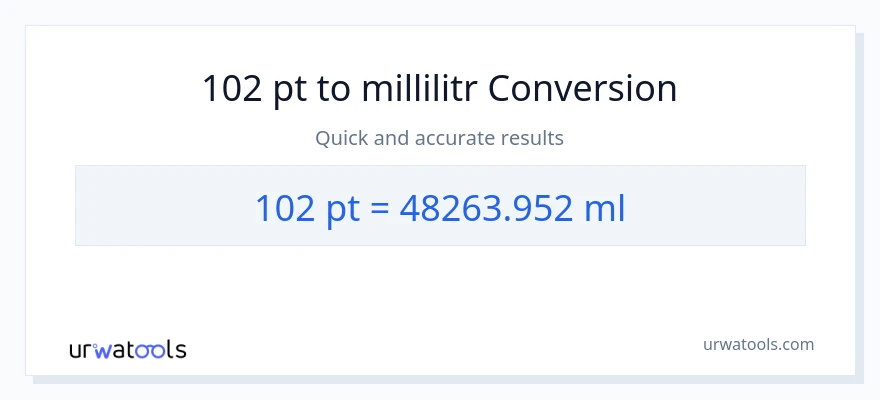 102 Pints-dən millilitr-ə çevrilmə