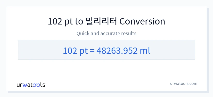 102 Pints에서 밀리리터으로의 변환