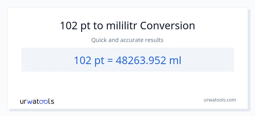 Konwersja 102 Pints do mililitry