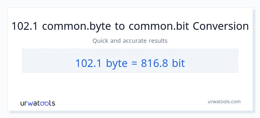 التحويل من 102.1 Bytes إلى Bits